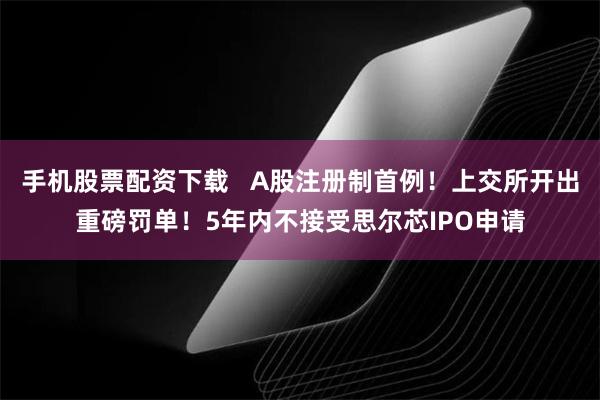 手机股票配资下载   A股注册制首例！上交所开出重磅罚单！5年内不接受思尔芯IPO申请