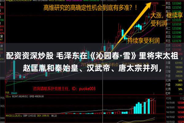 配资资深炒股 毛泽东在《沁园春·雪》里将宋太祖赵匡胤和秦始皇、汉武帝、唐太宗并列，