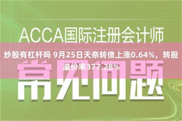 炒股有杠杆吗 9月25日天奈转债上涨0.64%，转股溢价率377.28%